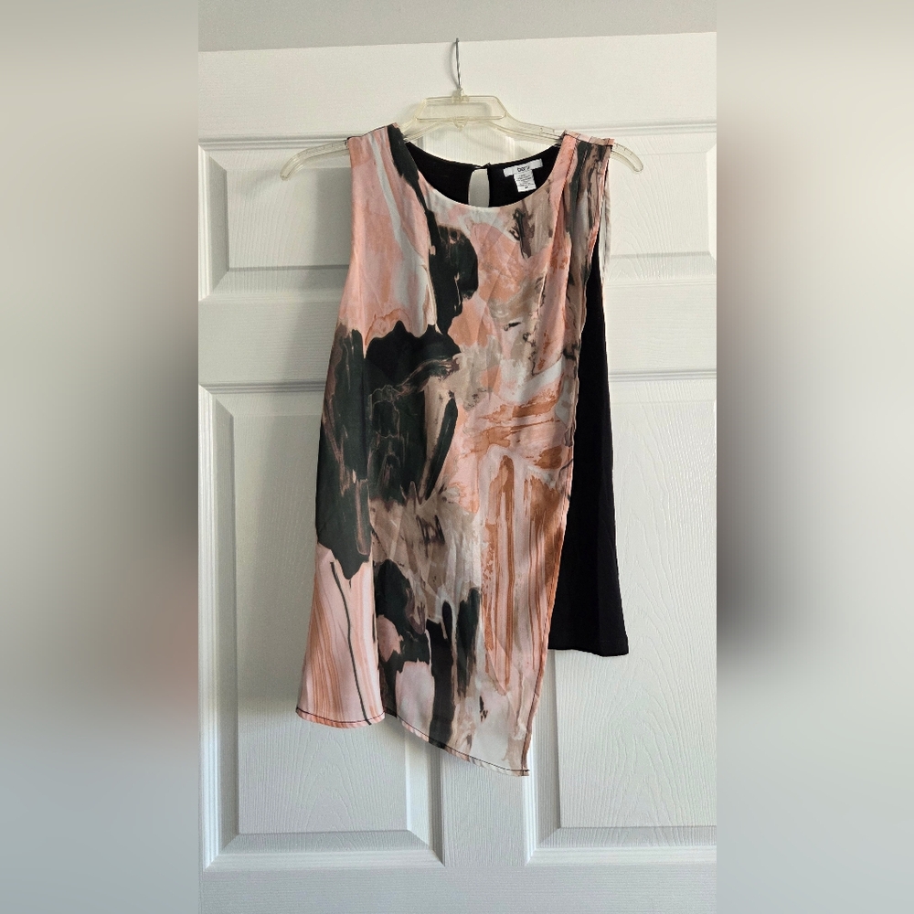 Bar III Pink and Black Asymmetrical Sheath Cocktail Dress